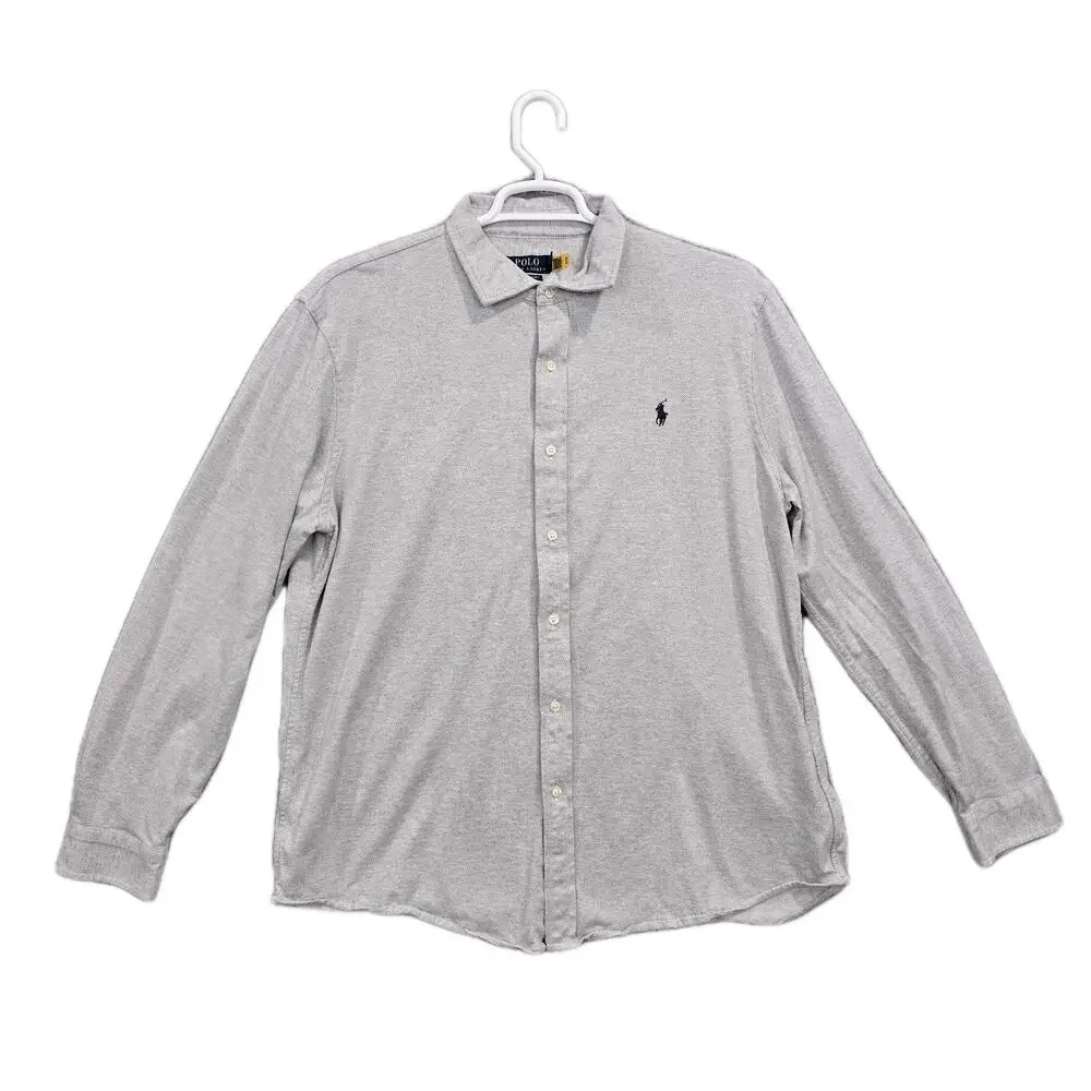 Polo Ralph Lauren Shirt Flannel Slim Fit Long Sleeve Herringbone Gray 2XL Pony